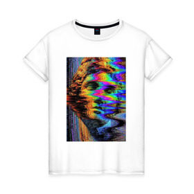 Женская футболка хлопок с принтом Pixel art , 100% хлопок | прямой крой, круглый вырез горловины, длина до линии бедер, слегка спущенное плечо |  vaporwave | вебпанк | пиксель | скульптура