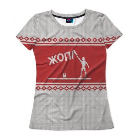 Женская футболка 3D с принтом Хулиган , 100% полиэфир ( синтетическое хлопкоподобное полотно) | прямой крой, круглый вырез горловины, длина до линии бедер | зима | новый год | олень | подарок | прикол | свитер | свитер с оленем
