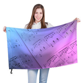 Флаг 3D с принтом Ноты , 100% полиэстер | плотность ткани — 95 г/м2, размер — 67 х 109 см. Принт наносится с одной стороны | guitar | music | piano | гитара | музыка | ноты | пианино