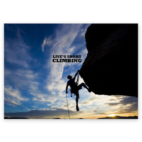 Поздравительная открытка с принтом climbing , 100% бумага | плотность бумаги 280 г/м2, матовая, на обратной стороне линовка и место для марки
 | adrenaline | extreme | hiking | mountaineering | mountains | risk | rocks | sport | адреналин | альпинизм | высота | горы | риск | скалолазание | скалы | спорт | туризм | экстрим