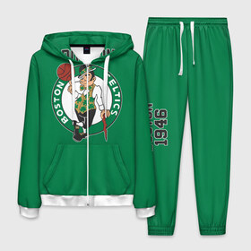 Мужской костюм 3D с принтом Boston Celtics , 100% полиэстер | Манжеты и пояс оформлены тканевой резинкой, двухслойный капюшон со шнурком для регулировки, карманы спереди | boston | boston celtics | celtics | nba | баскетбол | бостон | нба | селтикс
