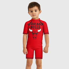 Детский купальный костюм 3D с принтом Chicago Bulls , Полиэстер 85%, Спандекс 15% | застежка на молнии на спине | bulls | chicago | chicago bulls | nba | баскетбол | буллз | нба | чикаго буллз