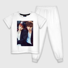 Детская пижама хлопок с принтом kpop BTS Юнги и Джин , 100% хлопок |  брюки и футболка прямого кроя, без карманов, на брюках мягкая резинка на поясе и по низу штанин
 | kpop
