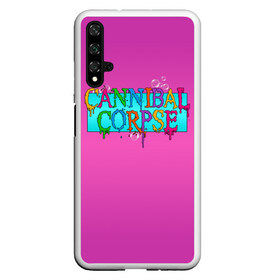 Чехол для Honor 20 с принтом Cannibal Corpse , Силикон | Область печати: задняя сторона чехла, без боковых панелей | band | cannibal corpse | fun | logo | metal | music | rock | группа | детский | метал | музыка | прикол | розовый | рок