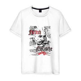 Мужская футболка хлопок с принтом Фридрих Ницше , 100% хлопок | прямой крой, круглый вырез горловины, длина до линии бедер, слегка спущенное плечо. | Тематика изображения на принте: 