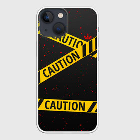Чехол для iPhone 13 mini с принтом Caution Style ,  |  | blood | caution | street | tape | urban | брызги | кровь | лента | опасный | скотч | улица | урбан