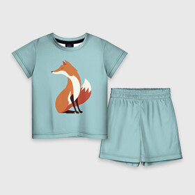 Детский костюм с шортами 3D с принтом Лисичка минималистичная ,  |  | firefox | fox | low | lowpoly | poly | redfox | лис | лиса | лисица | лисонька | лоуполи | минимализм | огнелис