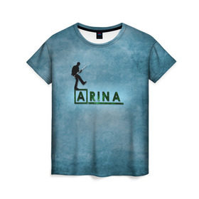 Женская футболка 3D с принтом Арина в стиле Доктор Хаус , 100% полиэфир ( синтетическое хлопкоподобное полотно) | прямой крой, круглый вырез горловины, длина до линии бедер | house | m.d. | бирюзовый