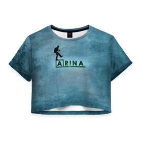 Женская футболка 3D укороченная с принтом Арина в стиле Доктор Хаус , 100% полиэстер | круглая горловина, длина футболки до линии талии, рукава с отворотами | house | m.d. | бирюзовый