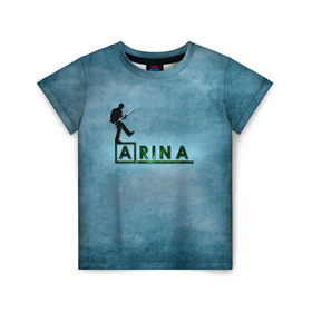 Детская футболка 3D с принтом Арина в стиле Доктор Хаус , 100% гипоаллергенный полиэфир | прямой крой, круглый вырез горловины, длина до линии бедер, чуть спущенное плечо, ткань немного тянется | house | m.d. | бирюзовый