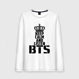 Мужской лонгслив хлопок с принтом Keep calm and listen BTS , 100% хлопок |  | bangtan boys | bts | j hope | jimin | jin | jungkook | k pop | rm | sonyeondan | suga | v | бойз бойс | бойскауты | бтс бенгтан. бангтан | группа | к поп | корейская | пуленепробиваемые | хип хоп