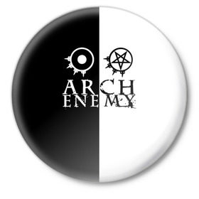 Значок с принтом Arch Enemy ,  металл | круглая форма, металлическая застежка в виде булавки | Тематика изображения на принте: arch enemy | арх | архэнеми | арч | арчэнеми | энеми