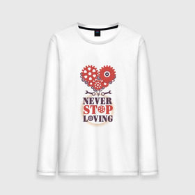 Мужской лонгслив хлопок с принтом Never Stop Loving , 100% хлопок |  | Тематика изображения на принте: 14 февраля | loving | never | stop | вечная | влюбленных | всех | годовщина | день | железное | любить | любовь | механическое | молодожены | на века | навсегда | не | не остановить | не остановишь | не перестанет