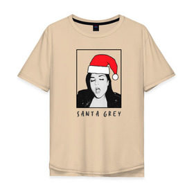 Мужская футболка хлопок Oversize с принтом Sasha Grey (Santa) , 100% хлопок | свободный крой, круглый ворот, “спинка” длиннее передней части | brazzers | sasha gray | sasha grey | бразерс | браззерс | саша грей | саша грэй