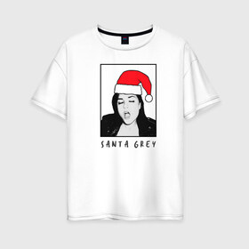 Женская футболка хлопок Oversize с принтом Sasha Grey (Santa) , 100% хлопок | свободный крой, круглый ворот, спущенный рукав, длина до линии бедер
 | brazzers | sasha gray | sasha grey | бразерс | браззерс | саша грей | саша грэй