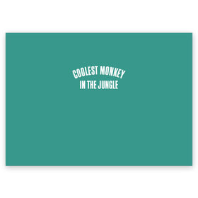 Поздравительная открытка с принтом Coolest monkey in the jungle , 100% бумага | плотность бумаги 280 г/м2, матовая, на обратной стороне линовка и место для марки
 | blackface | блэкфэйс | в джунглях | крутая | обезьяна | самая крутая обезьяна