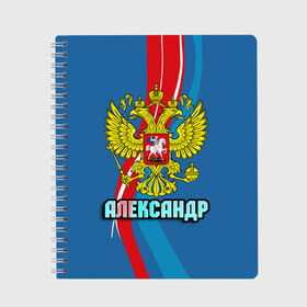 Тетрадь с принтом Герб Александр , 100% бумага | 48 листов, плотность листов — 60 г/м2, плотность картонной обложки — 250 г/м2. Листы скреплены сбоку удобной пружинной спиралью. Уголки страниц и обложки скругленные. Цвет линий — светло-серый
 | александр | герб | имена | орел | патриот | россия | саша | страна