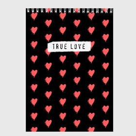 Скетчбук с принтом True Love , 100% бумага
 | 48 листов, плотность листов — 100 г/м2, плотность картонной обложки — 250 г/м2. Листы скреплены сверху удобной пружинной спиралью | Тематика изображения на принте: 14 февраля | love | valentine | день святого валентина | любовь | сердечки