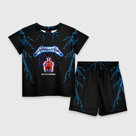 Детский костюм с шортами 3D с принтом Metallica, ride the lightning ,  |  | metallica | группа | джеймс хэтфилд | кирк хэмметт | ларс ульрих | метал | металика | металлика | миталика | музыка | роберт трухильо | рок | трэш | трэшметал | хард | хардрок | хеви | хевиметал