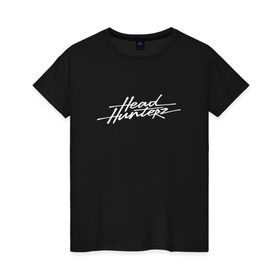 Женская футболка хлопок с принтом Headhunterz , 100% хлопок | прямой крой, круглый вырез горловины, длина до линии бедер, слегка спущенное плечо | edm | hardstyle | headhunterz