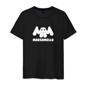 Мужская футболка хлопок с принтом Marshmello , 100% хлопок | прямой крой, круглый вырез горловины, длина до линии бедер, слегка спущенное плечо. | edm | marshmello