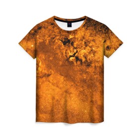 Женская футболка 3D с принтом Gold Space , 100% полиэфир ( синтетическое хлопкоподобное полотно) | прямой крой, круглый вырез горловины, длина до линии бедер | space | star | звезды | космос