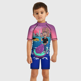 Детский купальный костюм 3D с принтом Lil Pump , Полиэстер 85%, Спандекс 15% | застежка на молнии на спине | lil pump | pump | маленький насос