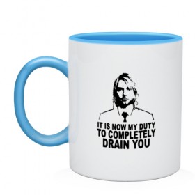 Кружка двухцветная с принтом Nirvana - Drain You , керамика | объем — 330 мл, диаметр — 80 мм. Цветная ручка и кайма сверху, в некоторых цветах — вся внутренняя часть | 