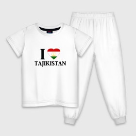 Детская пижама хлопок с принтом Я люблю Таджикистан , 100% хлопок |  брюки и футболка прямого кроя, без карманов, на брюках мягкая резинка на поясе и по низу штанин
 | tajik | tajikisan | tj | tjk | таджик | таджики | таджикистан | точикон