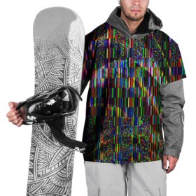 Накидка на куртку 3D с принтом Цветная иллюзия , 100% полиэстер |  | глитч | глич | линии | полосы | разноцветный