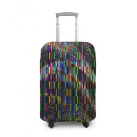 Чехол для чемодана 3D с принтом Цветная иллюзия , 86% полиэфир, 14% спандекс | двустороннее нанесение принта, прорези для ручек и колес | глитч | глич | линии | полосы | разноцветный