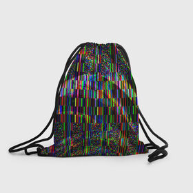 Рюкзак-мешок 3D с принтом Цветная иллюзия , 100% полиэстер | плотность ткани — 200 г/м2, размер — 35 х 45 см; лямки — толстые шнурки, застежка на шнуровке, без карманов и подкладки | глитч | глич | линии | полосы | разноцветный