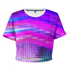 Женская футболка 3D укороченная с принтом Неоновые линии , 100% полиэстер | круглая горловина, длина футболки до линии талии, рукава с отворотами | abstraction | color | optical | pattern | tie dye | абстракция | краска | краски | линии | оптический | паттерн | полосы | психоделика | узор