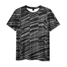 Мужская футболка 3D с принтом Серая штриховка , 100% полиэфир | прямой крой, круглый вырез горловины, длина до линии бедер | abstraction | color | optical | pattern | tie dye | абстракция | краска | краски | линии | оптический | паттерн | полосы | психоделика | узор