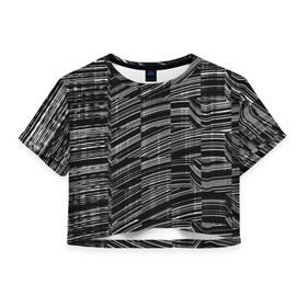 Женская футболка 3D укороченная с принтом Серая штриховка , 100% полиэстер | круглая горловина, длина футболки до линии талии, рукава с отворотами | abstraction | color | optical | pattern | tie dye | абстракция | краска | краски | линии | оптический | паттерн | полосы | психоделика | узор