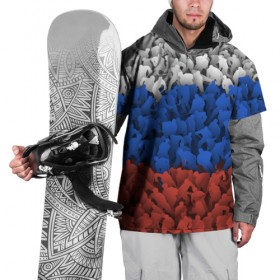 Накидка на куртку 3D с принтом Флаг России из хоккеистов , 100% полиэстер |  | зима | лед | олимпиада | россия | сборная | спорт | триколор | хокей | хоккеист | хоккей | чемпионат
