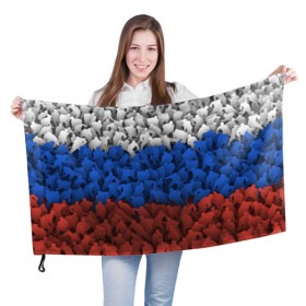 Флаг 3D с принтом Флаг России из хоккеистов , 100% полиэстер | плотность ткани — 95 г/м2, размер — 67 х 109 см. Принт наносится с одной стороны | зима | лед | олимпиада | россия | сборная | спорт | триколор | хокей | хоккеист | хоккей | чемпионат