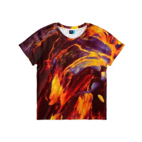 Детская футболка 3D с принтом Fire , 100% гипоаллергенный полиэфир | прямой крой, круглый вырез горловины, длина до линии бедер, чуть спущенное плечо, ткань немного тянется | abstract | color | colourful | абстракция | жара | лето | огонь | пламя | цвет | цветастый | цветной