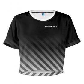 Женская футболка 3D укороченная с принтом AMG , 100% полиэстер | круглая горловина, длина футболки до линии талии, рукава с отворотами | mercedes | марка | машины | мерседес