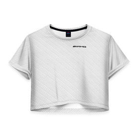 Женская футболка 3D укороченная с принтом AMG CARBON , 100% полиэстер | круглая горловина, длина футболки до линии талии, рукава с отворотами | amg | mercedes | марка | машины | мерседес