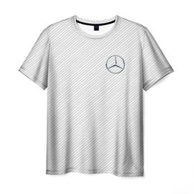 Мужская футболка 3D с принтом MERCEDES BENZ CARBON , 100% полиэфир | прямой крой, круглый вырез горловины, длина до линии бедер | amg | mercedes | марка | машины | мерседес