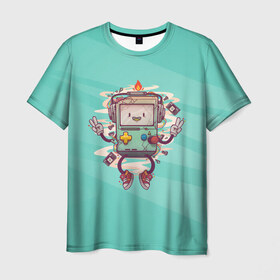Мужская футболка 3D с принтом Adventure time , 100% полиэфир | прямой крой, круглый вырез горловины, длина до линии бедер | 