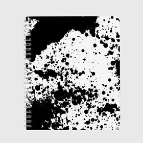 Тетрадь с принтом Черно-белые капли , 100% бумага | 48 листов, плотность листов — 60 г/м2, плотность картонной обложки — 250 г/м2. Листы скреплены сбоку удобной пружинной спиралью. Уголки страниц и обложки скругленные. Цвет линий — светло-серый
 | Тематика изображения на принте: abstraction | watercolor | абстракция красок | акварель | брызги красок | живопись | краска | потертость красок | размытые краски | текстуры | черно белый | яркие | яркие краски