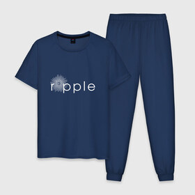Мужская пижама хлопок с принтом Ripple , 100% хлопок | брюки и футболка прямого кроя, без карманов, на брюках мягкая резинка на поясе и по низу штанин
 | coin | ripple | биткоин | криптовалюта | рипл