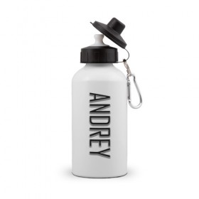 Бутылка спортивная с принтом Andrey-black , металл | емкость — 500 мл, в комплекте две пластиковые крышки и карабин для крепления | 
