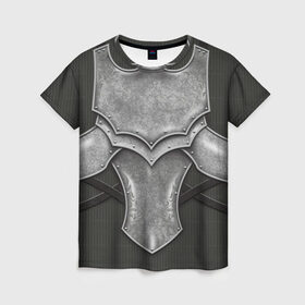 Женская футболка 3D с принтом Рыцарь , 100% полиэфир ( синтетическое хлопкоподобное полотно) | прямой крой, круглый вырез горловины, длина до линии бедер | armor | knight | броня | доспехи | кольчуга | костюм | костюм рыцаря | латы | рыцарь