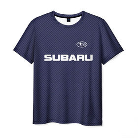 Мужская футболка 3D с принтом SUBARU CARBON , 100% полиэфир | прямой крой, круглый вырез горловины, длина до линии бедер | subaru | автомобильные | машины | субару