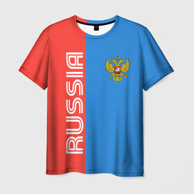 Мужская футболка 3D с принтом RUSSIA , 100% полиэфир | прямой крой, круглый вырез горловины, длина до линии бедер | russia | герб | орел | патриот | российский | россия | русский | символика | триколор