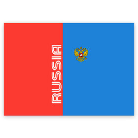 Поздравительная открытка с принтом RUSSIA , 100% бумага | плотность бумаги 280 г/м2, матовая, на обратной стороне линовка и место для марки
 | russia | герб | орел | патриот | российский | россия | русский | символика | триколор