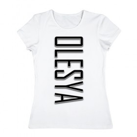 Женская футболка хлопок с принтом Olesya-black , 100% хлопок | прямой крой, круглый вырез горловины, длина до линии бедер, слегка спущенное плечо | 